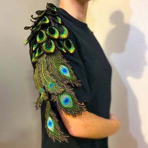 Peacock Feather Sleeve T-Shirt